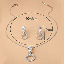 Ring Alloy Crystal Rhinestone & Plastic Imitation Pearl Pendant Necklaces & Stud Earrings Sets&nbsp;FS-WG38D5D-01