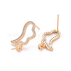 Brass Micro Pave Clear Cubic Zirconia Earring Findings&nbsp;KK-T062-233G-NF