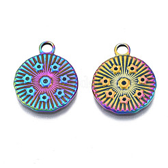 Rack Plating Rainbow Color 304 Stainless Steel Pendants Rhinestone Settings&nbsp;STAS-S119-130