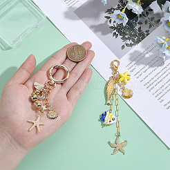2Pcs Handmade Porcelain & Alloy Pendant Decorations&nbsp;HJEW-GA00084
