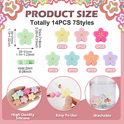 14Pcs 7 Colors Flower Food Grade Eco-Friendly Silicone Focal Beads&nbsp;SIL-TA0003-10