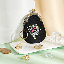 Tree Pattern Kiss Lock Purse Embroidery Starter Kit&nbsp;DIY-WH0043-46