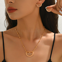 Bohemian Style Brass Clear Cubic Zirconia Fan Stud Earrings & Pendant Necklaces Sets for Women&nbsp;ZA3398