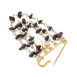 Natural Black Onyx with Iron Safety Pin Kilt Pins&nbsp;JEWB-BR00203