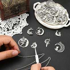 80Pcs 8 Styles Moon Theme Tibetan Style Alloy Pendants&nbsp;FIND-CJ0005-60