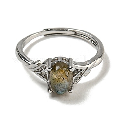 Oval Natural Labradorite Adjustable Rings&nbsp;RJEW-Q818-01P-08A