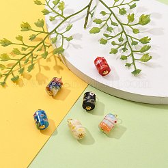 Column Handmade Millefiori Glass Lampwork Charms&nbsp;X-PALLOY-JF00552