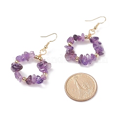 Natural Gemstone Chips Braided Ring Dangle Earrings&nbsp;EJEW-JE04986