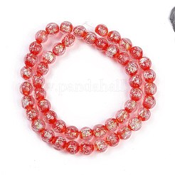 Handmade Gold Foil Lampwork Beads Strands&nbsp;LAMP-Q002-01G