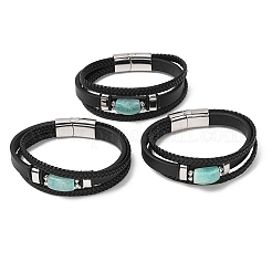 Natural Gemstone & Braided Microfiber Leather Multi-strand Bracelets for Women Men&nbsp;GG-CBAEA55-01