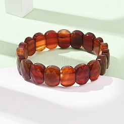 Dyed & Heated Natural Carnelian Beaded Stretch Bracelets for Unisex&nbsp;G-K303-01I