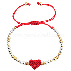 Adjustable Brass Round Beads Braided Bead Bracelets&nbsp;EO3032-2