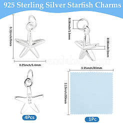 4Pcs Ocean 925 Sterling Silver Starfish Charms&nbsp;STER-BBC0009-90
