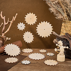 18Pcs 3 Styles Gear Unfinish Wooden Pieces&nbsp;WOOD-OC0004-30