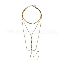 Brass Iron Disc Tassel 3 Layer Necklaces for Women&nbsp;FS-WG4E37C-01