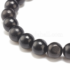 Natural Wood & Synthetic Hematite Beaded Stretch Bracelet&nbsp;BJEW-JB07809