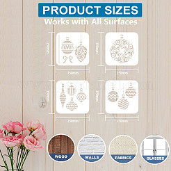 9Pcs Christmas Light Ball PET Hollow Out Drawing Painting Stencils&nbsp;DIY-MA0006-28