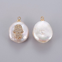 Natural Cultured Freshwater Pearl Pendants&nbsp;PEAR-J004-23G