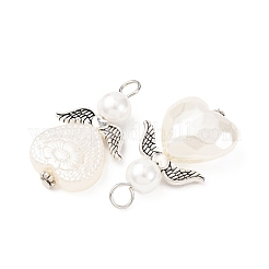 7Pcs 7 Styles Glass Pearl Round Beads & ABS Plastic Imitation Pearl Beads Pendants&nbsp;PALLOY-JF04094