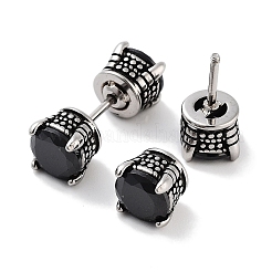316 Surgical Stainless Steel Pave Black Cubic Zirconia Ear False Plugs for Women Men&nbsp;EJEW-Z050-42AS
