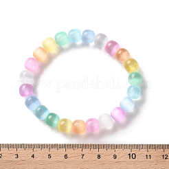 Dyed Natural Selenite Round Beaded Stretch Bracelets for Women&nbsp;BJEW-G731-01A