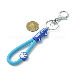 Cat Paw Print PVC & Iron Alloy Lobster Claw Clasp Keychain&nbsp;KEYC-JKC01104-04