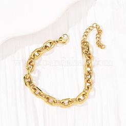 304 Stainless Steel Rectangle Link Chain Bracelets for Women&nbsp;BJEW-F536-17G