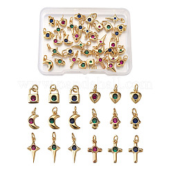 Brass Micro Pave Cubic Zirconia Charms&nbsp;ZIRC-TA0001-15G