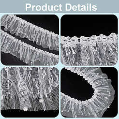 5 Yards Polyester Pleated Flower Lace Trim&nbsp;OCOR-GF0003-89B