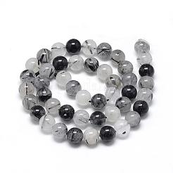 Natural Black Rutilated Quartz Beads Strands&nbsp;G-R446-8mm-26
