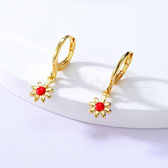 Brass Enamel Leverback Dangle Earrings for Women&nbsp;WO0430