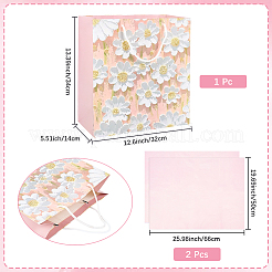 1Pc Flower Printed Paper Gift Storage Bags with Rope Handle&nbsp;ABAG-SP0001-09B