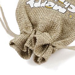 Christmas Printed Burlap Packing Pouches Drawstring Bags&nbsp;ABAG-Q053-02A-05