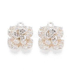 Brass Micro Pave Clear Cubic Zirconia Pendants&nbsp;KK-T077-32S