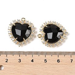 Natural Obsidian Faceted Heart Pendants&nbsp;G-I382-03G-04