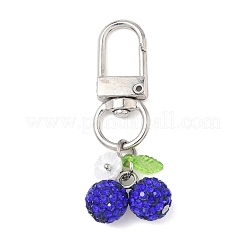 Polymer Clay Rhinestone Cherry Pendant Decorations&nbsp;HJEW-JM03268-02