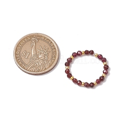 Natural Garnet Beaded Stretch Rings for Women&nbsp;RJEW-JR00868-01