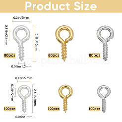 540pcs 6 Styles Iron Screw Eye Pin Peg Bails&nbsp;IFIN-SP0001-02