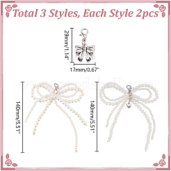 6Pcs Bowknot Plastic Imitation Pearl Shoe Charms&nbsp;HJEW-HY00057