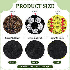 3Pcs 3 Styles Sport Theme Felt Fabric Ornament Accessories&nbsp;DIY-PH0038-34