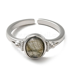 Natural Mixed Gemstone Oval Open Cuff Rings&nbsp;RJEW-M155-07P
