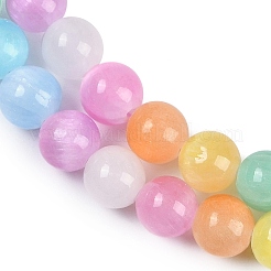 Macaron Color Natural Selenite Beads Strands&nbsp;X-G-F780-A01-01