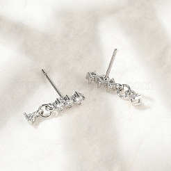 Brass Micro Pave Clear Cubic Zirconia Stud Earrings&nbsp;EJEW-R016-26P-01