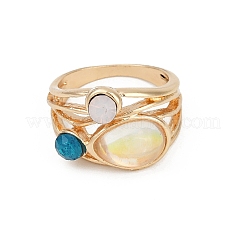 Alloy Multi-Moonstone Finger Rings for Women&nbsp;FS-WG1D73B-01