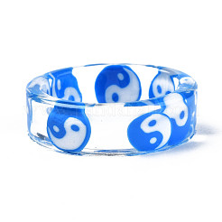 Transparent Resin Yin Yang Finger Ring for Women&nbsp;RJEW-T022-032