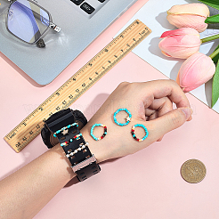6Pcs 2 Styles Glass Beaded Decorative Rings for Smartwatch Band&nbsp;AJEW-CP0009-94A