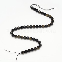 Grade AA Natural Golden Sheen Obsidian Round Beads Strands&nbsp;X-G-L275-01-6mm