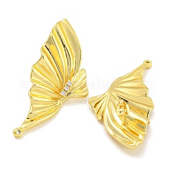 Rack Plating Butterfly Brass Micro Pave Clear Cubic Zirconia Stud Earrings&nbsp;EJEW-I313-08G
