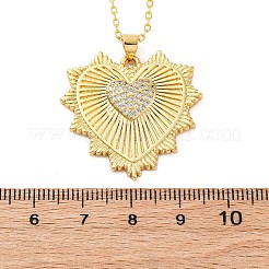 Brass Micro Pave Clear Cubic Zirconia Heart Pendant Necklaces for Women&nbsp;LS-NJEW-S438-07C-G