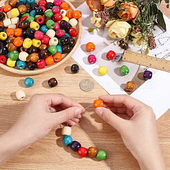165Pcs 11 Colors Dyed Natural Maple Wood Beads&nbsp;WOOD-PA0001-61B